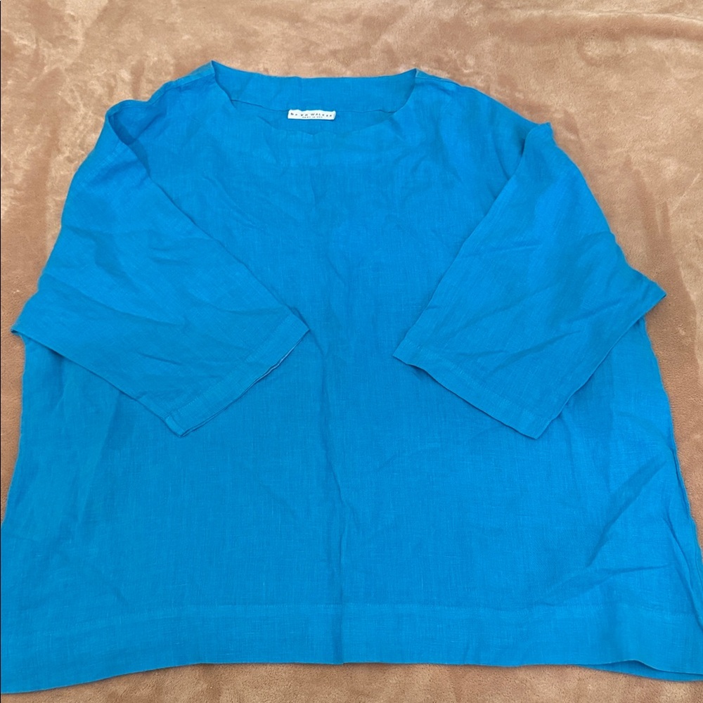 Bryn Walker Turquoise Linen Blouse